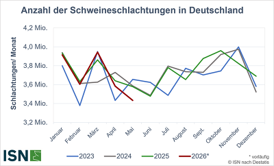 Monatliche Schweineschlachtungen Kw28 26